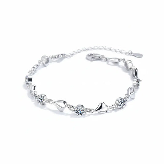 Heart moissanite bracelet Silver White Heart Elegant Charm Party Gifts
