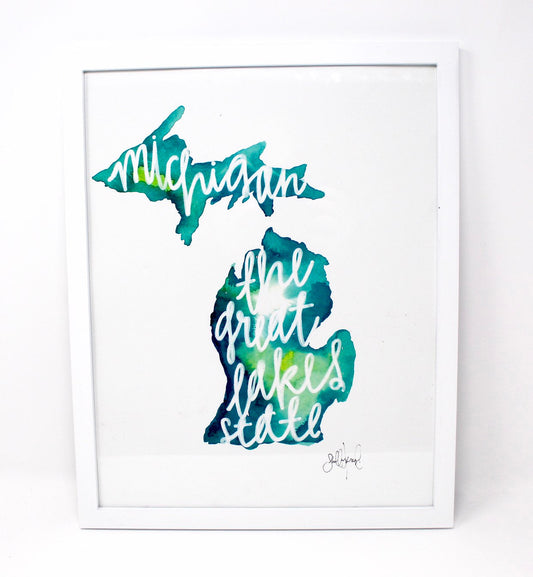 The Great Lakes State Art Print 11x14in, Wall Art, Michigan Art, Home Decor