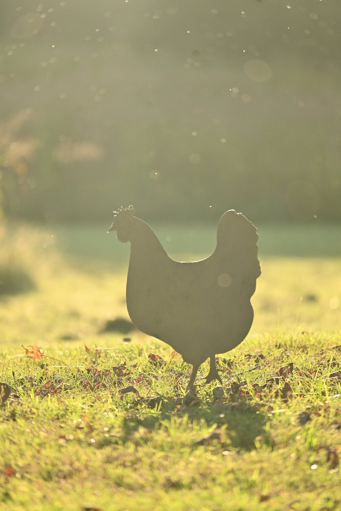 Hen + Baby Chicks Stake Statue