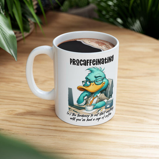 ColorFlow | Funny Coffee Mug Procaffeinating Definition | 15 oz Mug for Coffee Lovers Office Humor Gift for Coworkers