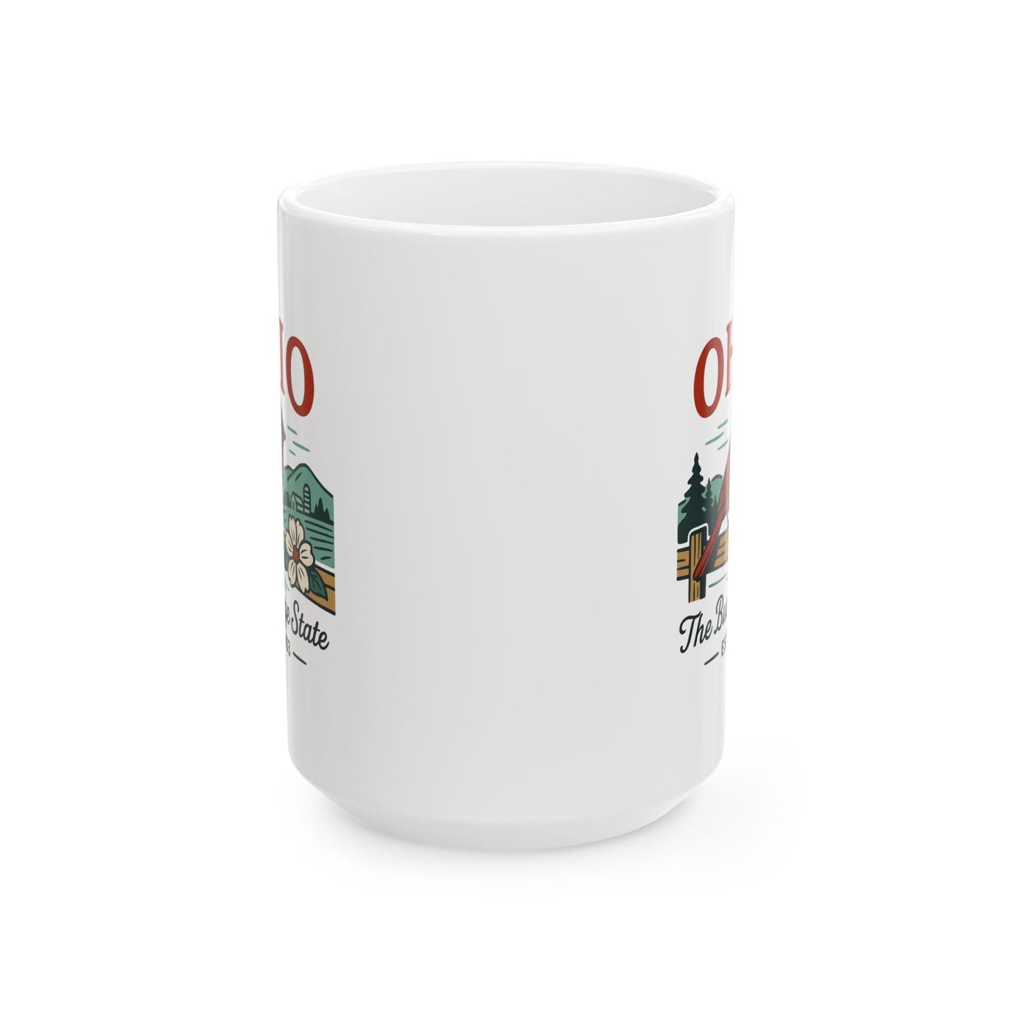 ColorFlow | Ohio The Buckeye State Mug | Cardinal State Bird Coffee Cup | Midwest Travel Gift | 15oz Ceramic Mug