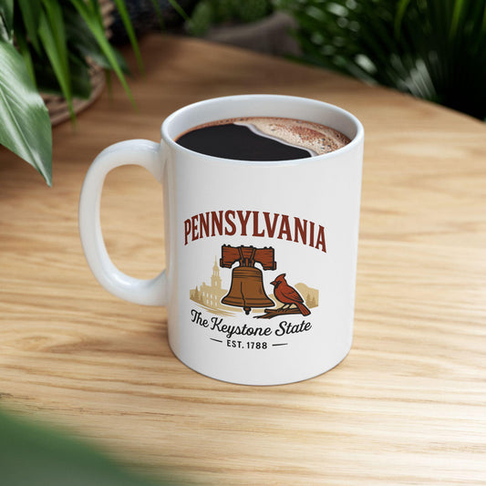 ColorFlow | Pennsylvania Keystone State Mug | Liberty Bell Coffee Cup | Vintage State Pride Ceramic Mug Gift for Travelers