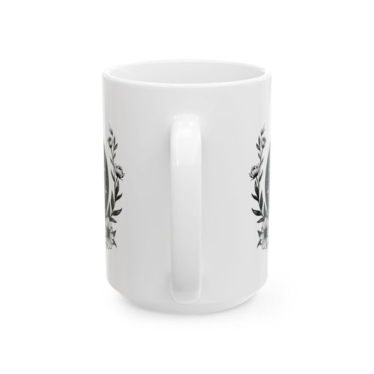 Floral Crescent Moon Mug | Witchy Celestial Coffee Cup