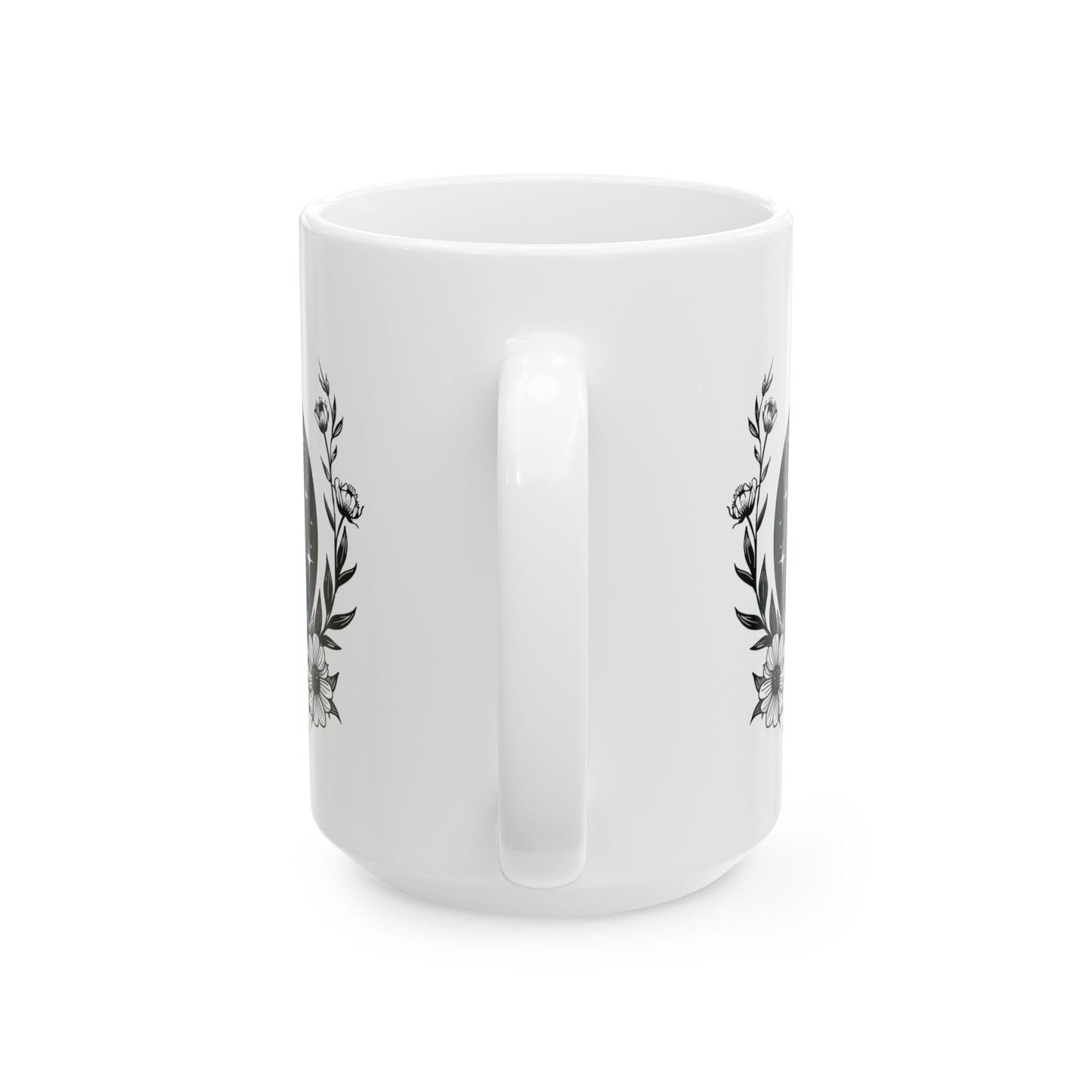 Floral Crescent Moon Mug | Witchy Celestial Coffee Cup