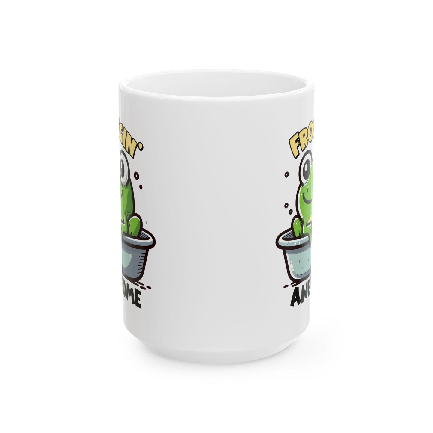 ColorFlow | Froggin Funny Frog Coffee Mug | Cute Animal Humor Cup | 15oz Ceramic Mug | Gift for Frog Lovers & Coffee Fans