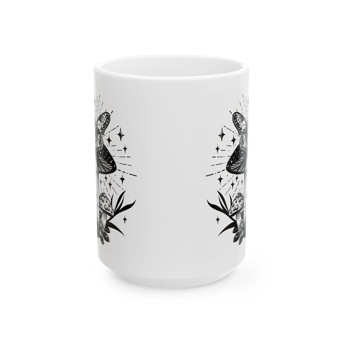 ColorFlow | Butterfly Crystal Mushroom Mug | Mystical 15oz Ceramic Coffee Cup | Boho Nature Art Mug Gift for Dreamers