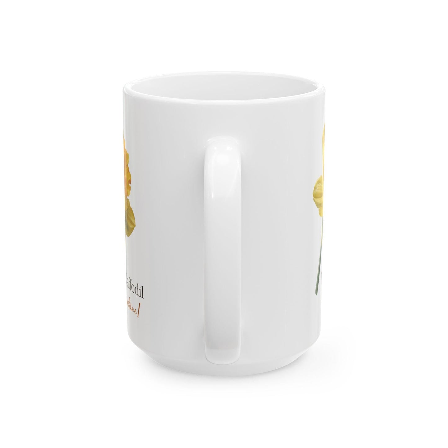 March Daffodil Mug | Floral 15oz Coffee Cup, Spring Botanical Drinkware