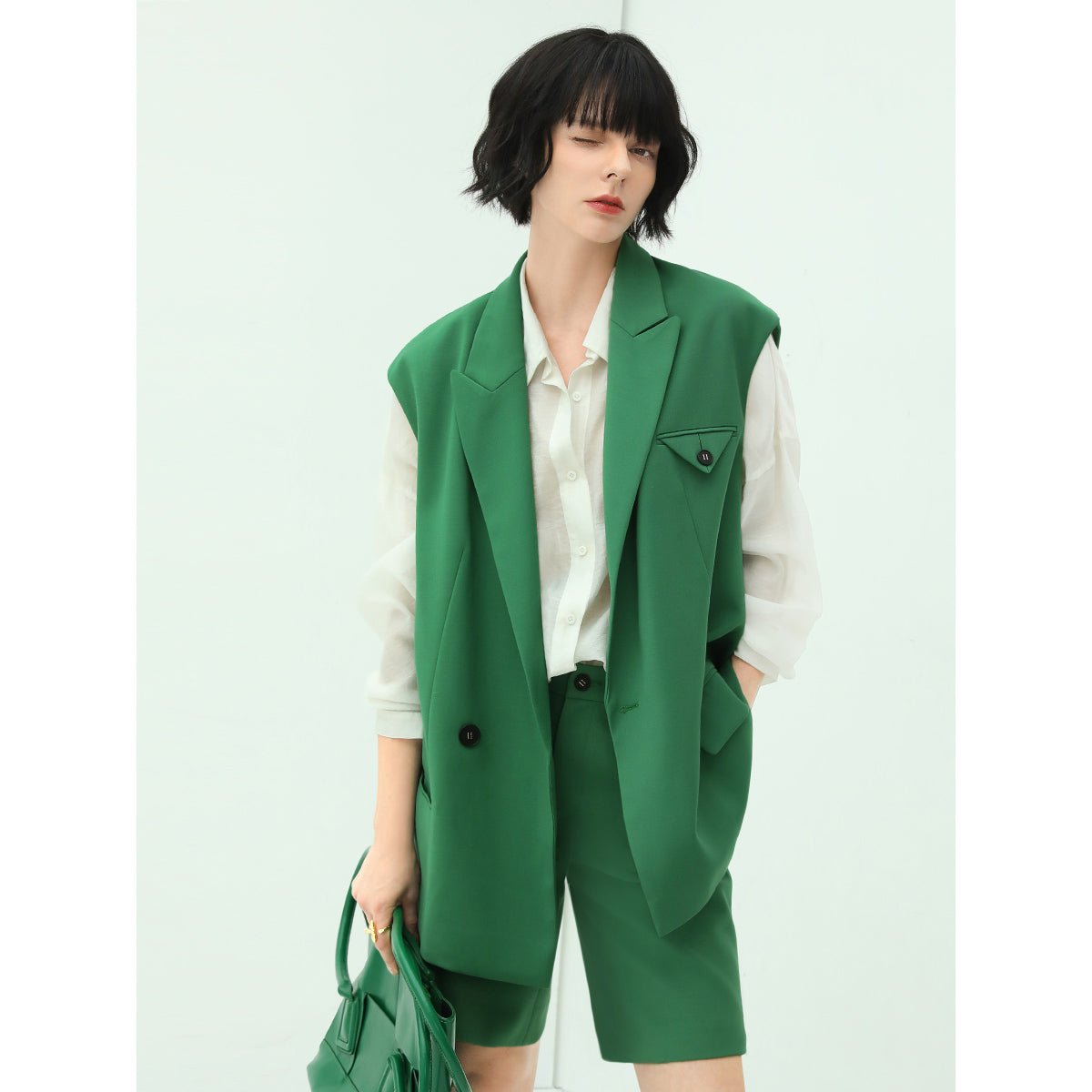 Illuminating Bermuda Green Shorts