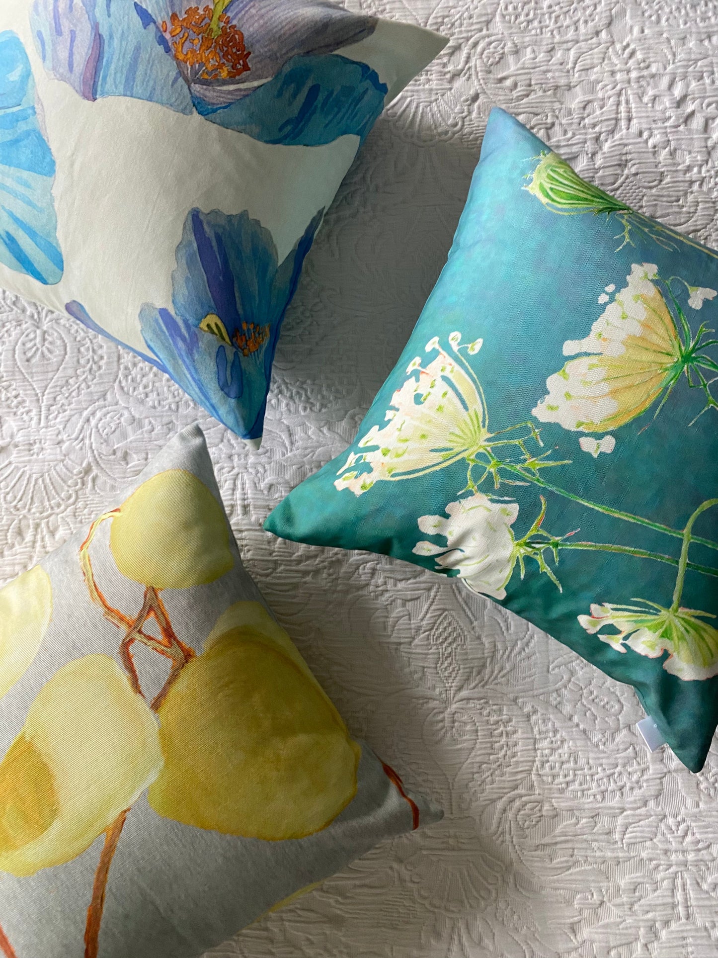 Throw Pillow: Milkweed on Pale Grey