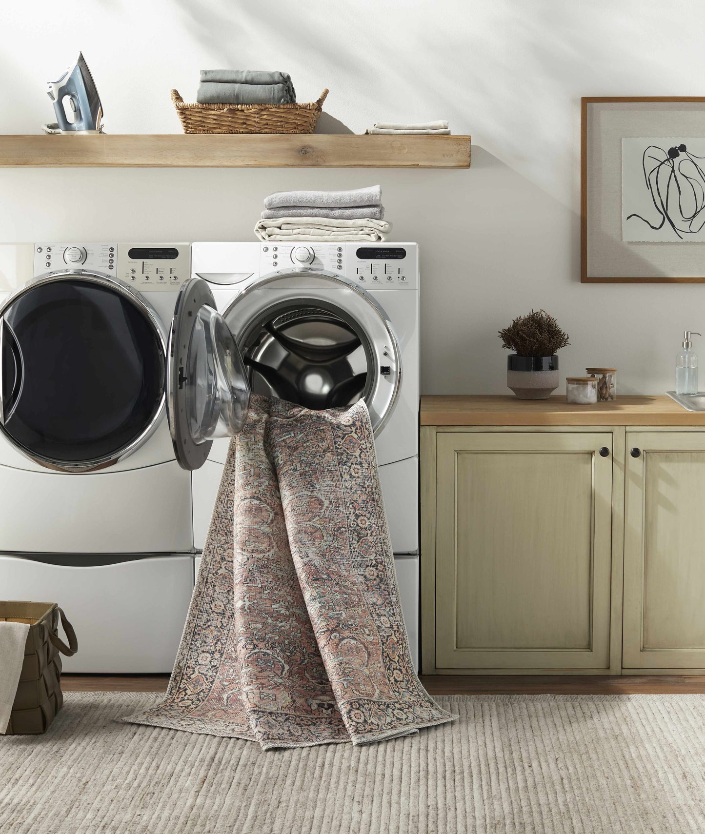 Peach Noda Vintage Washable Area Rug