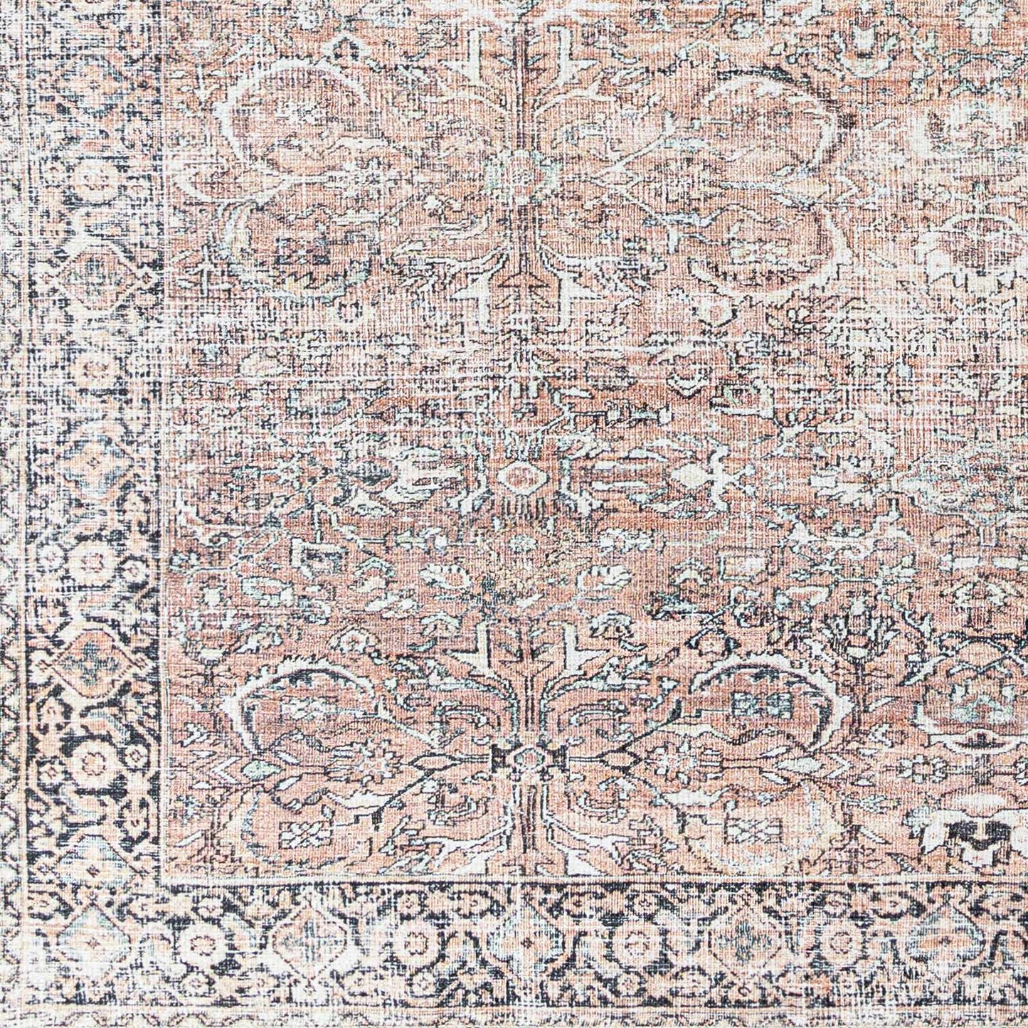 Peach Noda Vintage Washable Area Rug