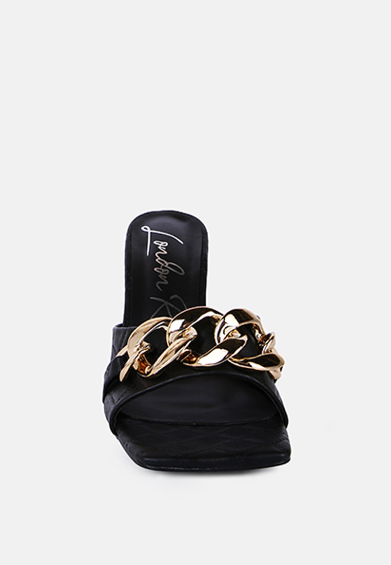 Mermaid Quilted Metallic Chain Embellished Sandals