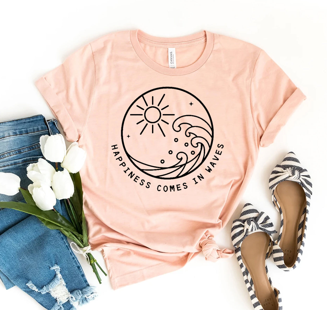 Happiness Comes In Waves T-shirt