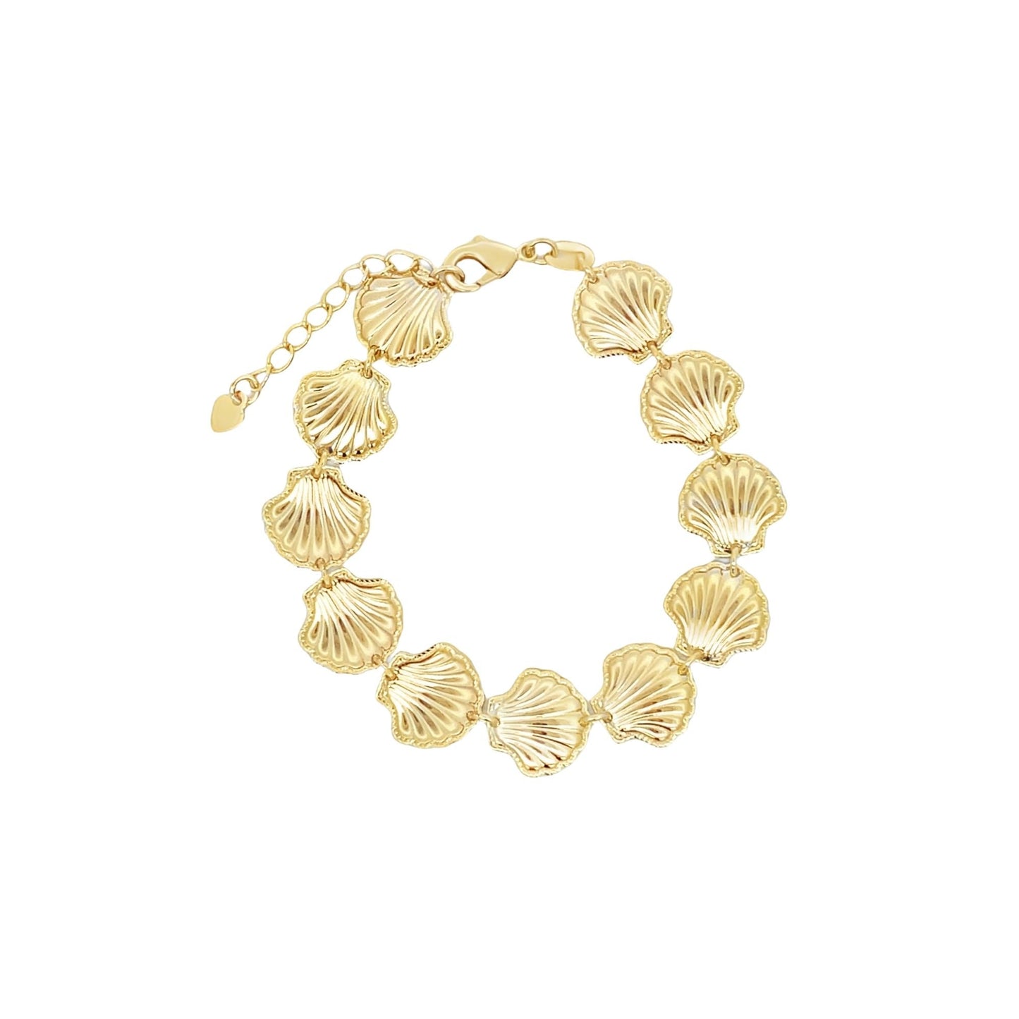 18K Gold Filled Beach Sea Shells Charm Bracelet (I462)