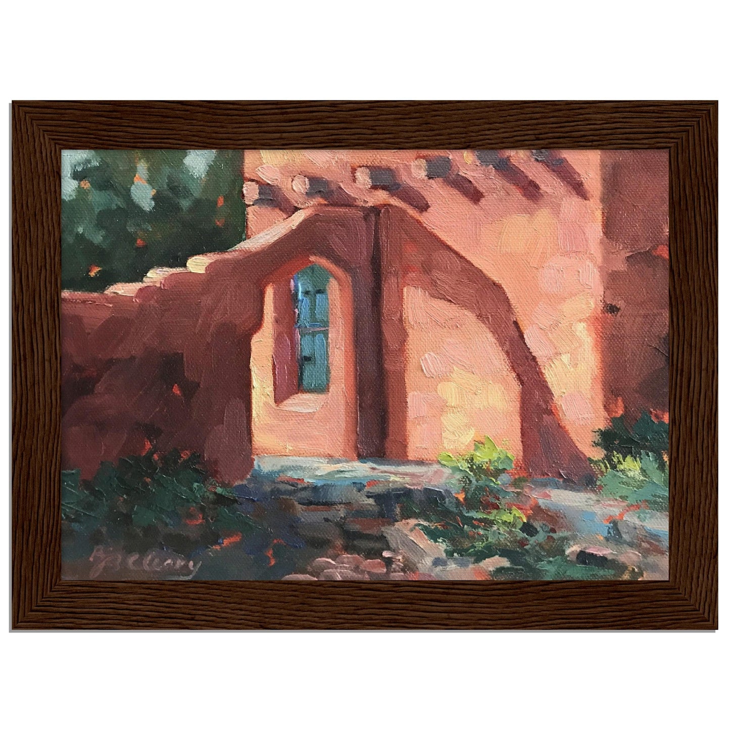 'Adobe Light and Shadows I 6x8 or 8x12 inch Wooden Framed Art Print I Original Artwork by American Artist Barbara Cleary