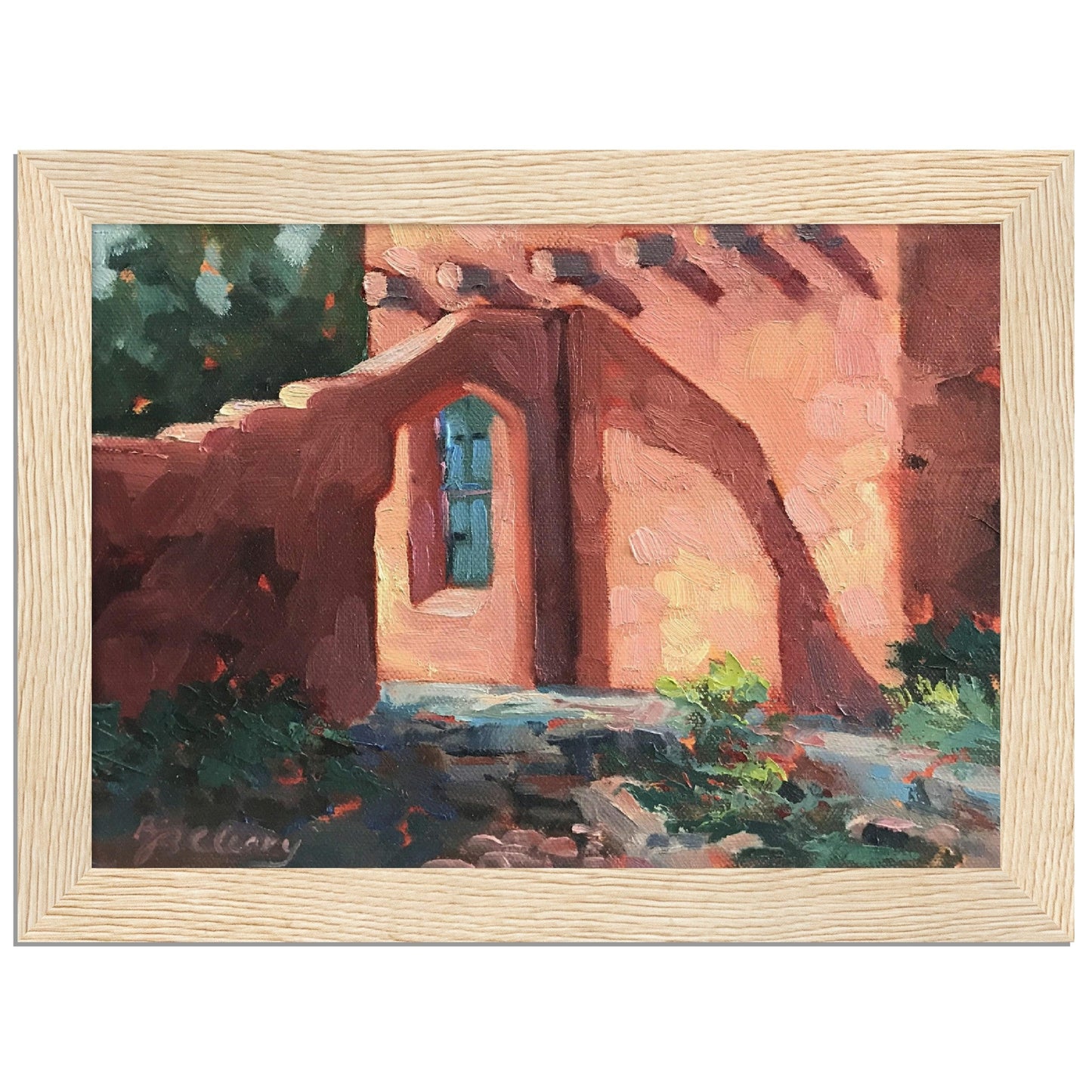 'Adobe Light and Shadows I 6x8 or 8x12 inch Wooden Framed Art Print I Original Artwork by American Artist Barbara Cleary