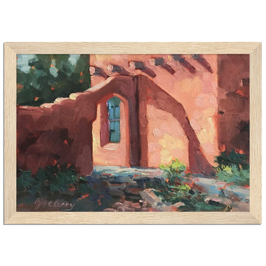'Adobe Light and Shadows I 6x8 or 8x12 inch Wooden Framed Art Print I Original Artwork by American Artist Barbara Cleary