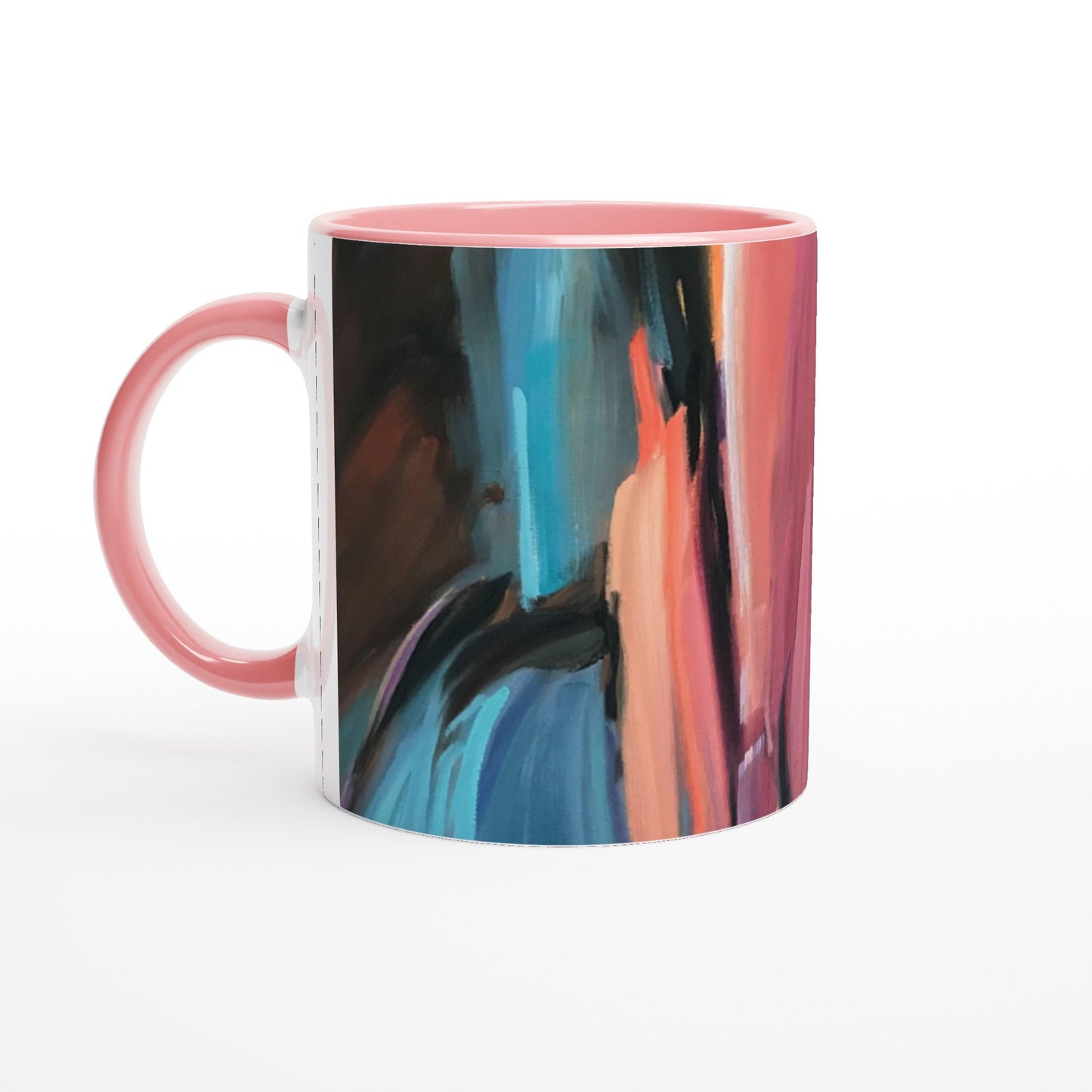 11oz White Ceramic Mug with Color Inside | Coffee Cup with 'Colorscape' Abstract Artwork by American Artist Barbara Cleary