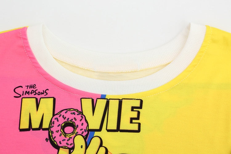 Women  Cartoon Printed  Girl Donuts O-neck T Shirts