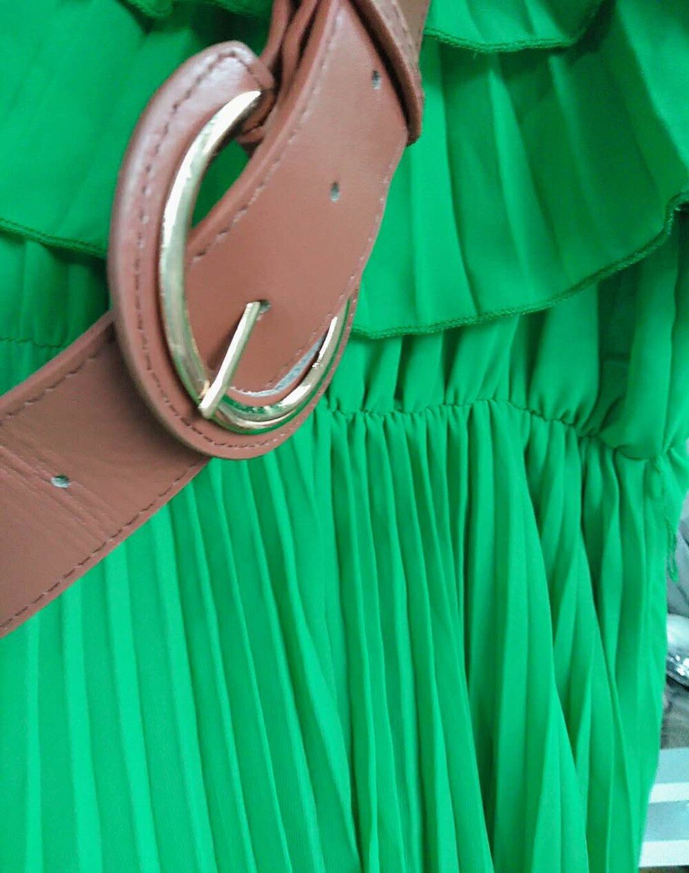 Ladies sexy off shoulder party vestido sashes Dresses Women fashion slash neck ruffles green pleated sling Dress