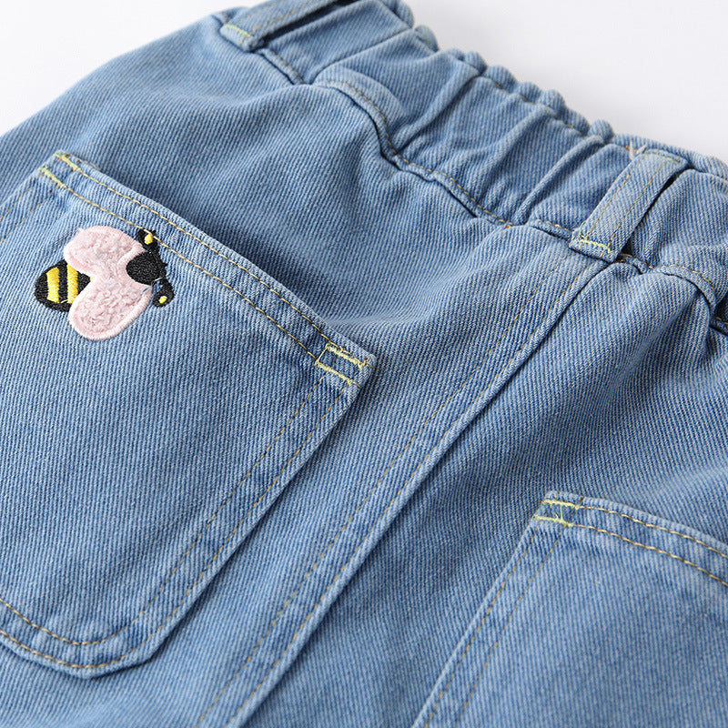 Arrival Autumn Girls Flowers Pattern Denim Pants, MyKids-USA®, Jeans, MyKids-USA -  -  -  -  -  -  - .