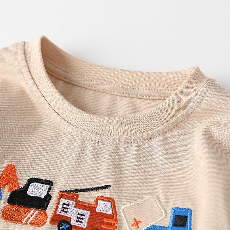Spring and Autumn Boys Cartoon Embroidered Pattern Long Sleeves Top and Plaid Pants Clothing Set, MyKids-USA®, Baby & Toddler Outfits, MyKids-USA -  -  -  -  -  -  - .
