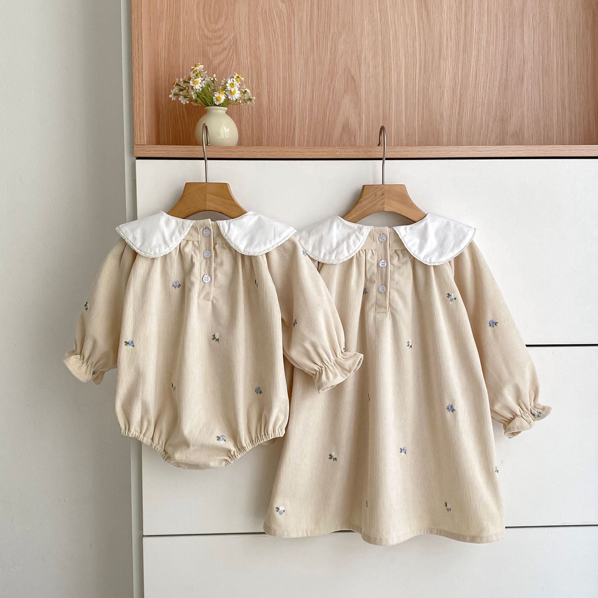 Autumn Baby Kids Girls Flowers Embroidered Pattern Long-sleeved bodysuit and Dress – Princess Sister Matching Set, MyKids-USA®, Baby & Toddler Dresses, MyKids-USA -  -  -  -  -  -  - .