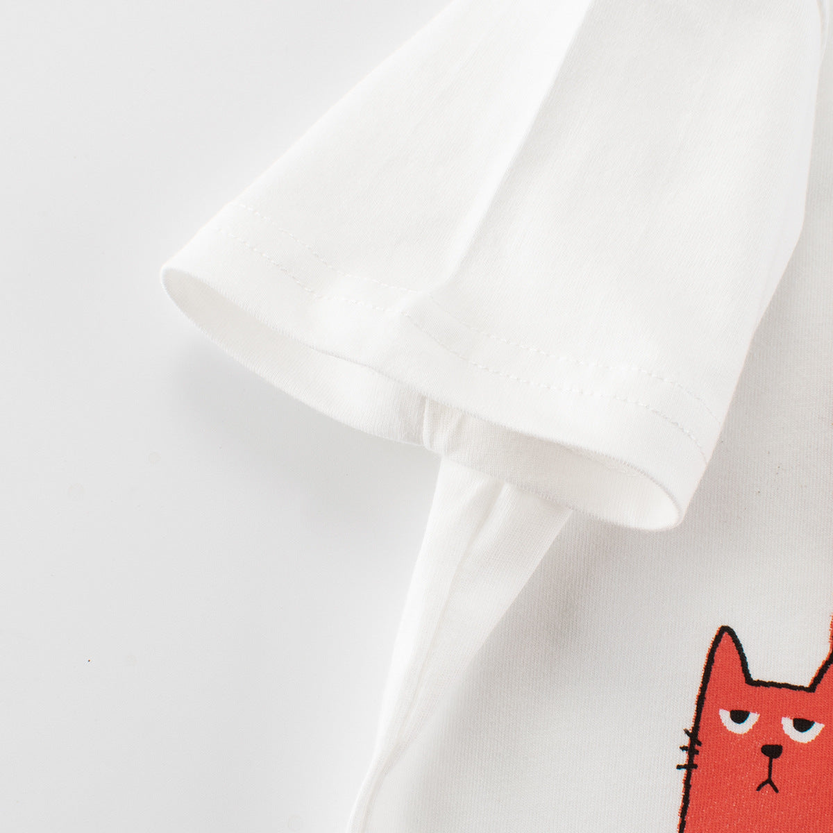 Summer Girls’ Cartoon Cats Pattern Printed T-shirt in European and American Style, MyKids-USA®, Baby & Toddler Tops, MyKids-USA -  -  -  -  -  -  - .