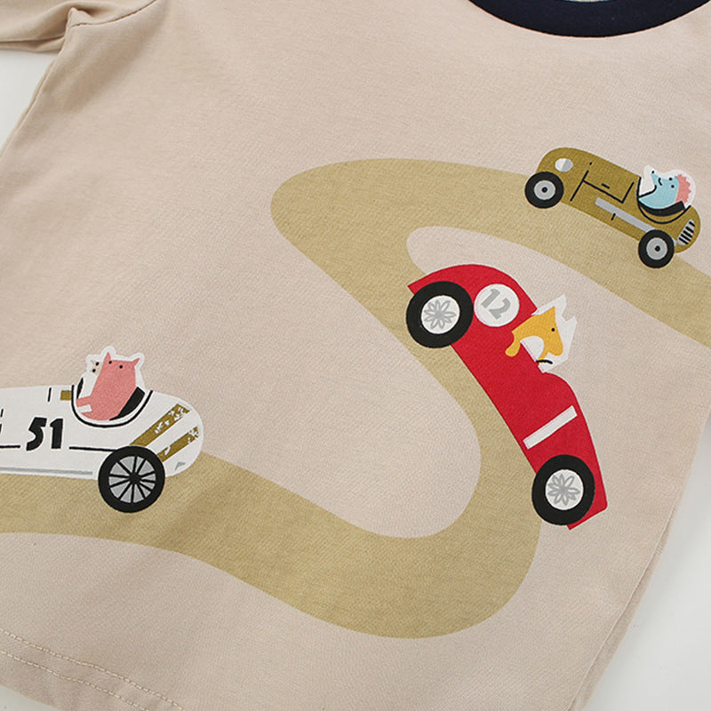 Autumn and Spring Arrival Vehicles Cartoon Pattern Long Sleeves Top for Stylish Boys, MyKids-USA®, Shirts, MyKids-USA -  -  -  -  -  -  - .