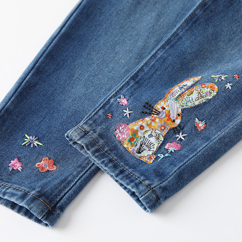 Arrival Autumn Girls Colorful Flowers Pattern Denim Pants, MyKids-USA®, Jeans, MyKids-USA -  -  -  -  -  -  - .