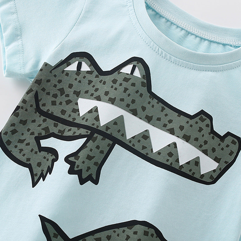 Summer Baby Kids Cartoon Crocodiles Pattern T-shirt and Shorts Casual Clothing Set for Boys, MyKids-USA®, Baby & Toddler Outfits, MyKids-USA -  -  -  -  -  -  - .