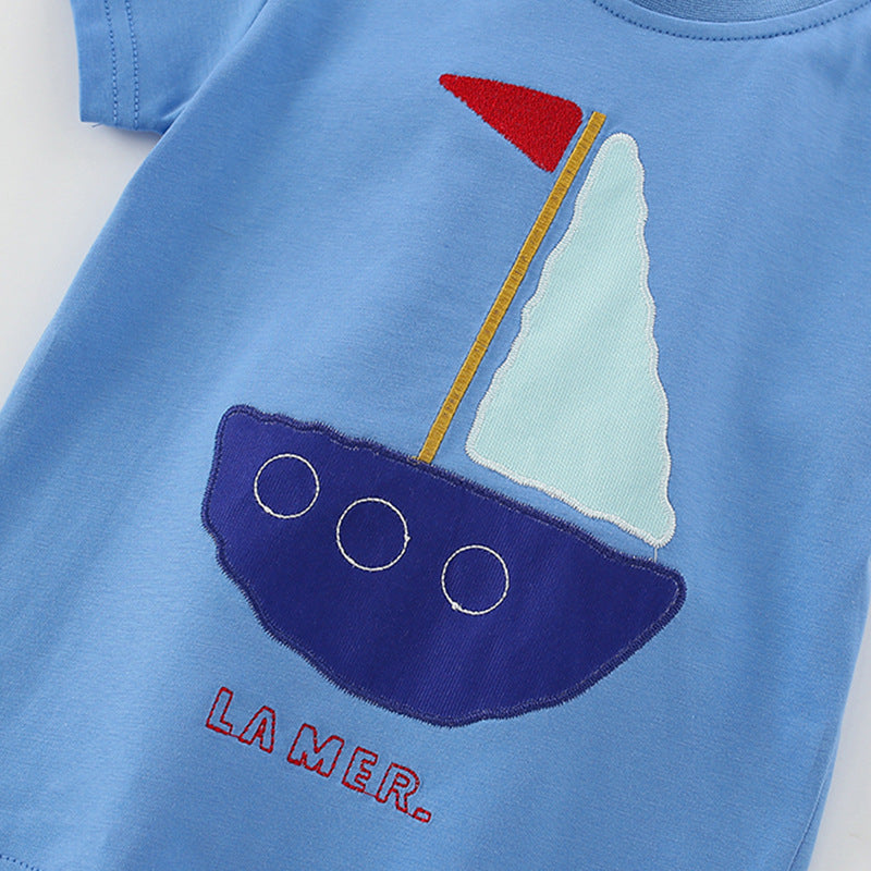 Boat Pattern T-shirt and Shorts Clothing Set for Boys, MyKids-USA®, Baby & Toddler Outfits, MyKids-USA -  -  -  -  -  -  - .