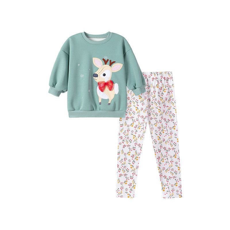 Spring and Autumn Girls Animals Cartoon Pattern Long Sleeves Christmas Clothing Set, MyKids-USA®, Baby & Toddler Outfits, MyKids-USA -  -  -  -  -  -  - .