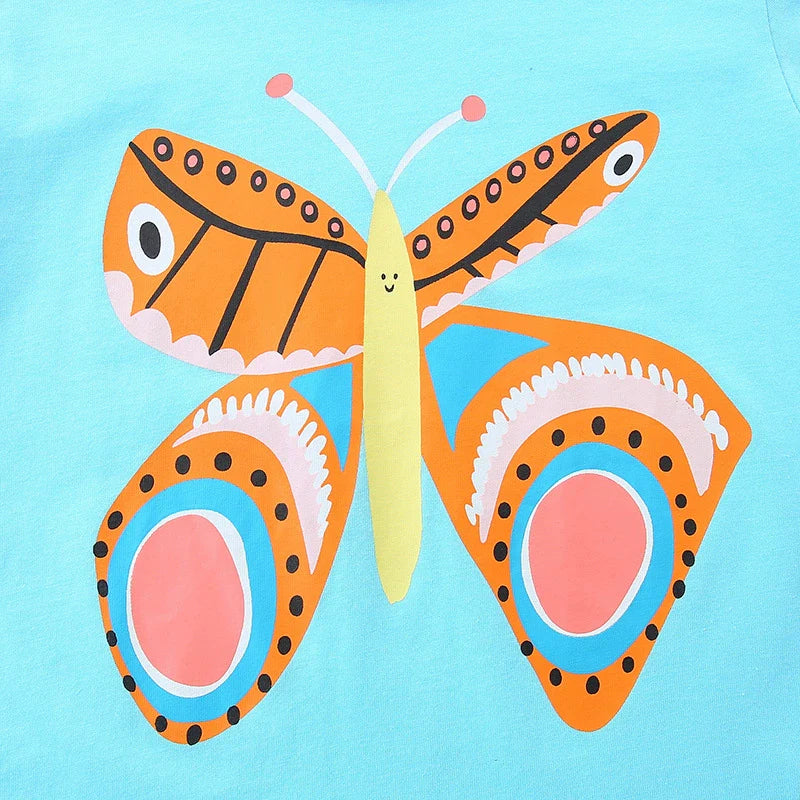 Summer Arrival Girls’ Butterfly Cartoon Pattern Short Sleeves T-shirt in European and American Style, MyKids-USA®, T-Shirts, MyKids-USA -  -  -  -  -  -  - .