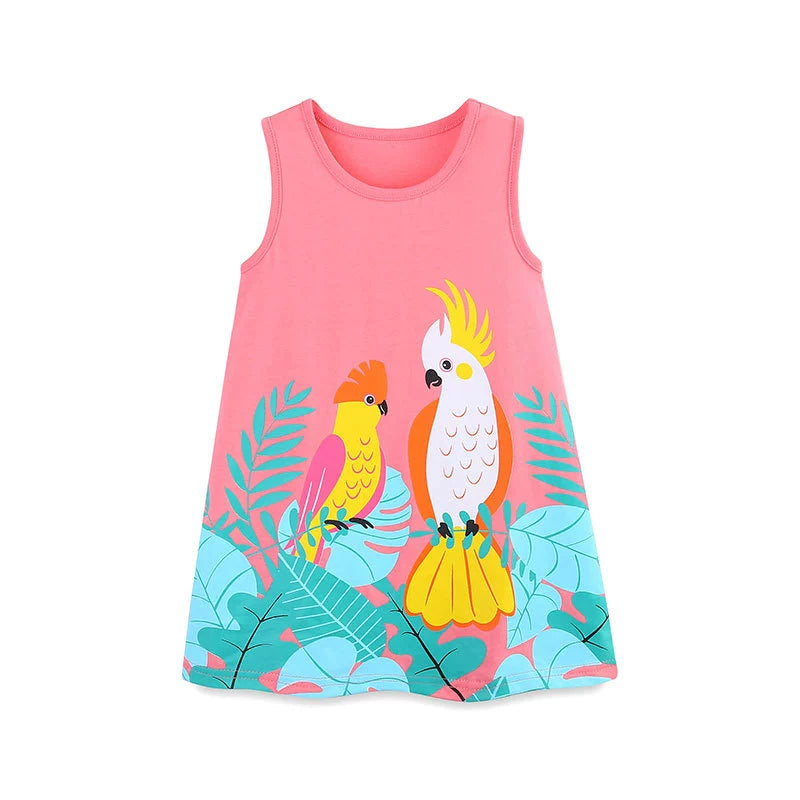 Summer Hot Selling Cute Cartoon Pattern Sleeveless Dress for Stylish Girls, MyKids-USA®, Baby & Toddler Dresses, MyKids-USA - Size/Age - 90 (12-24M) - Color - Pink -  -  - TR2506191729-A.