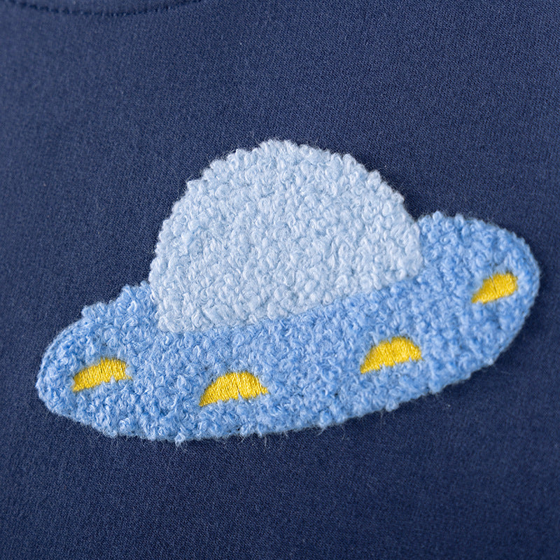 Autumn Arrival Kids Boys Rocket and Planet Cartoon Pattern Crew Neck Long Sleeves Top Sweatshirt, MyKids-USA®, Sweatshirts, MyKids-USA -  -  -  -  -  -  - .