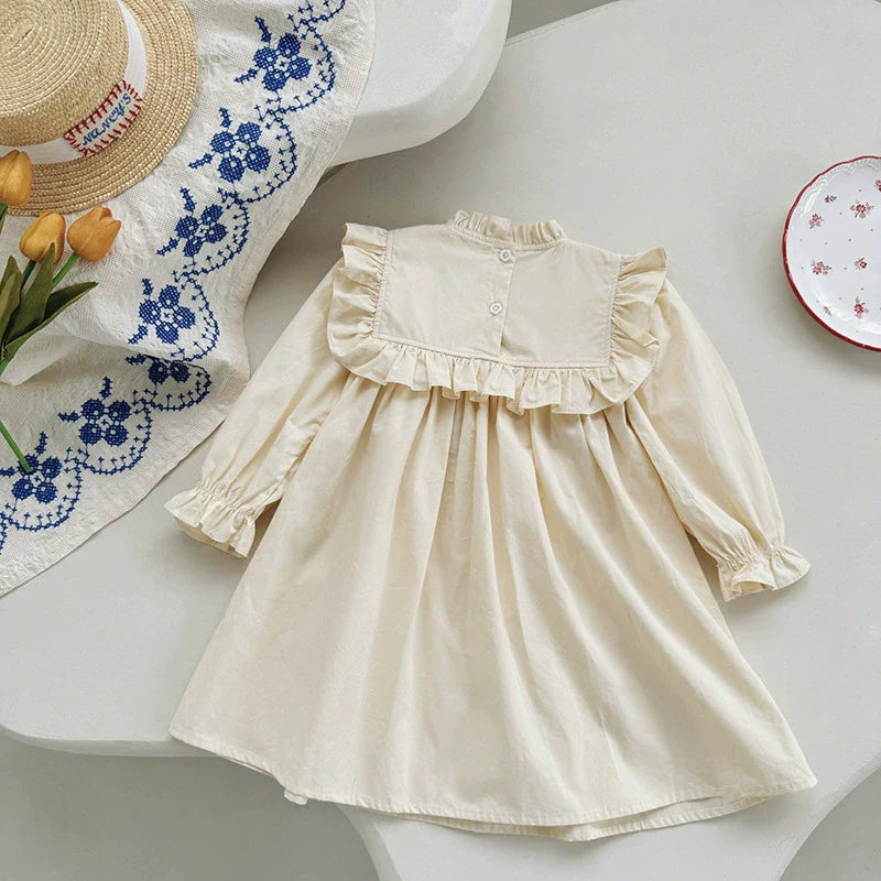 Arrival Autumn Girls Flowers Embroidery Pattern Long Sleeves Ruffle Neck Dress, MyKids-USA®, Baby & Toddler Dresses, MyKids-USA -  -  -  -  -  -  - .