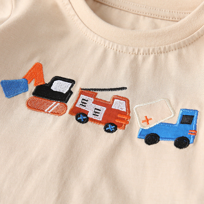 Spring and Autumn Boys Cartoon Embroidered Pattern Long Sleeves Top and Plaid Pants Clothing Set, MyKids-USA®, Baby & Toddler Outfits, MyKids-USA -  -  -  -  -  -  - .