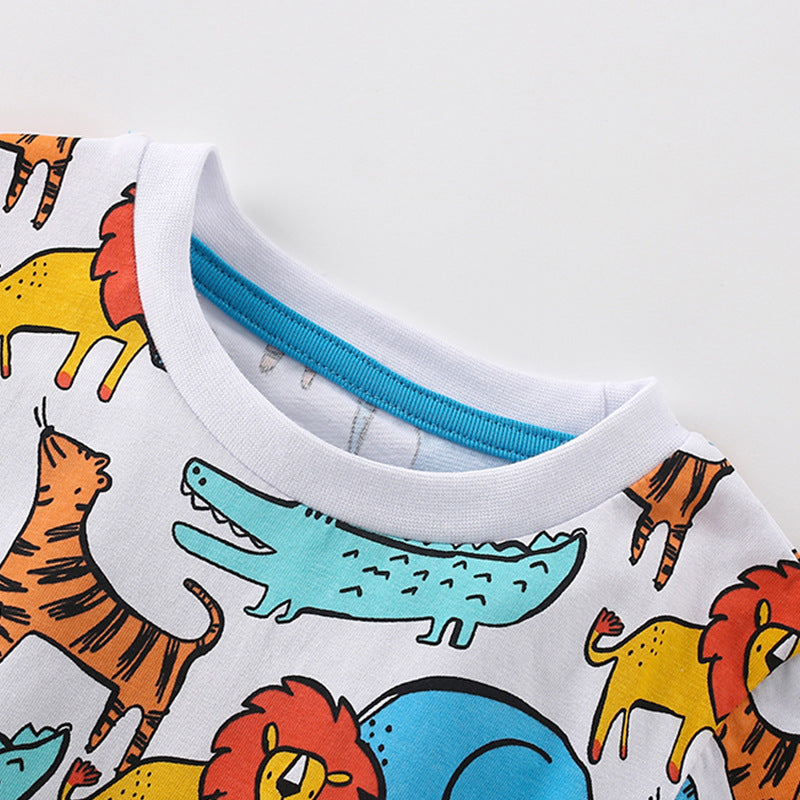 Lions and Elephants Pattern T-shirt and Shorts Clothing Set for Boys, MyKids-USA®, Baby & Toddler Outfits, MyKids-USA -  -  -  -  -  -  - .