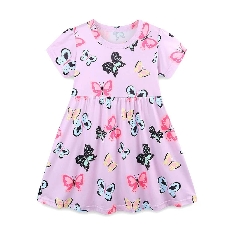 Summer Arrival Colorful Butterfly Pattern Short Sleeves Dress for Stylish Girls, MyKids-USA®, Baby & Toddler Dresses, MyKids-USA -  -  -  -  -  -  - .