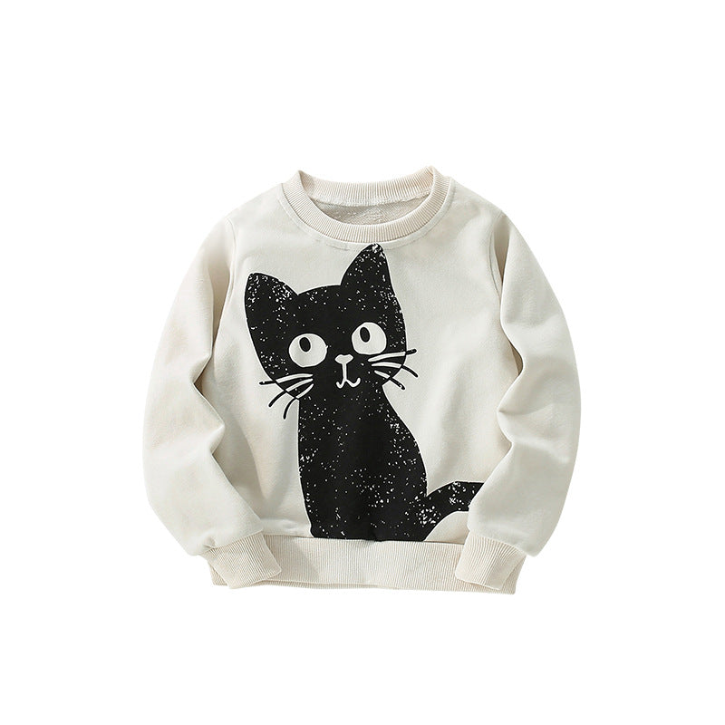 Autumn and Spring Arrival Animals Cartoon Pattern Long Sleeves Pullover for Stylish Girls, MyKids-USA®, Sweatshirts, MyKids-USA - Size/Age - 100 (2-3Y) - Color - Beige -  -  - TR2509132235-A.
