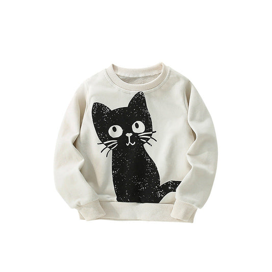 Autumn and Spring Arrival Animals Cartoon Pattern Long Sleeves Pullover for Stylish Girls, MyKids-USA®, Sweatshirts, MyKids-USA - Size/Age - 100 (2-3Y) - Color - Beige -  -  - TR2509132235-A.