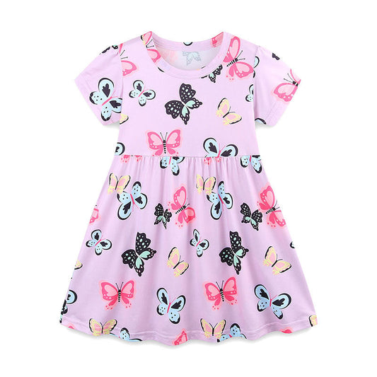 Summer Arrival Colorful Butterfly Pattern Short Sleeves Dress for Stylish Girls, MyKids-USA®, Baby & Toddler Dresses, MyKids-USA - Size/Age - 90 (12-24M) - Color - Colorful -  -  - TR2506121647-A.