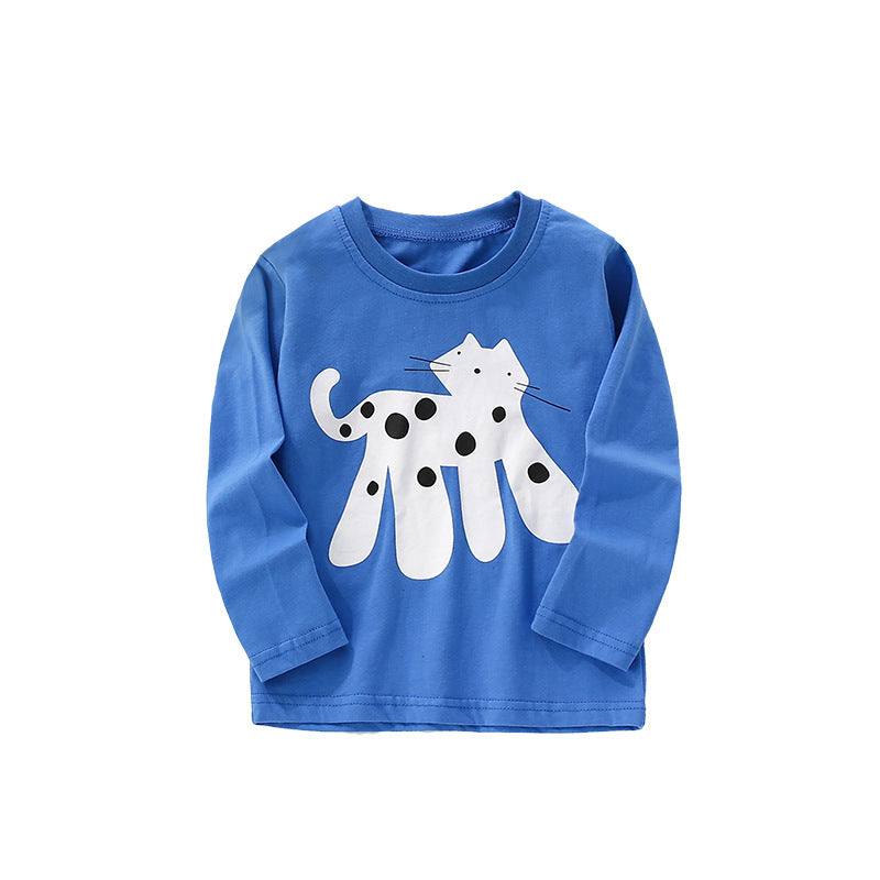 Autumn and Spring Arrival Animals Cartoon Pattern Long Sleeves Top for Stylish Boys, MyKids-USA®, Shirts, MyKids-USA - Size/Age - 100 (2-3Y) - Color - Blue -  -  - TR2509182331-A.