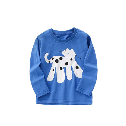 Autumn and Spring Arrival Animals Cartoon Pattern Long Sleeves Top for Stylish Boys, MyKids-USA®, Shirts, MyKids-USA - Size/Age - 100 (2-3Y) - Color - Blue -  -  - TR2509182331-A.