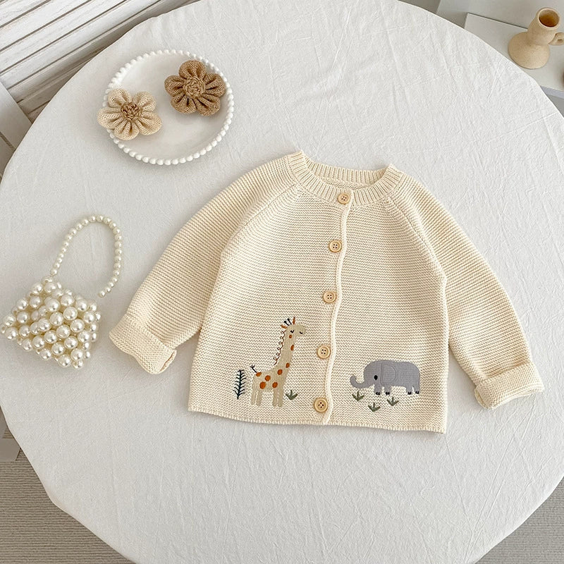 Autumn Arrival Baby Unisex Comfortable Animals Cartoon Embroidery Pattern Knitted Long Sleeves Cardigan, MyKids-USA®, Cardigans, MyKids-USA -  -  -  -  -  -  - .