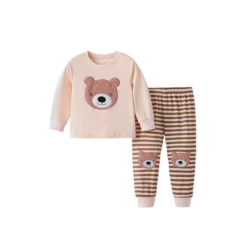 Spring and Autumn Boys Cartoon Teddy Bear Pattern Long Sleeves Top and Striped Pants Clothing Set, MyKids-USA®, Baby & Toddler Outfits, MyKids-USA - Size/Age - 100 (2-3Y) - Color - Khaki -  -  - TR2509252314-A.