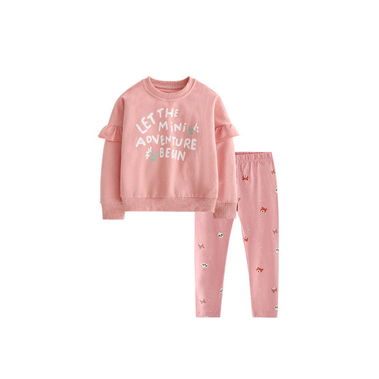 Spring and Autumn Girls Letters Pattern Long Sleeves Pullover and Cartoon Pants Clothing Set, MyKids-USA®, Baby & Toddler Outfits, MyKids-USA - Size/Age - 100 (2-3Y) - Color - Pink -  -  - TR2509172251-A.