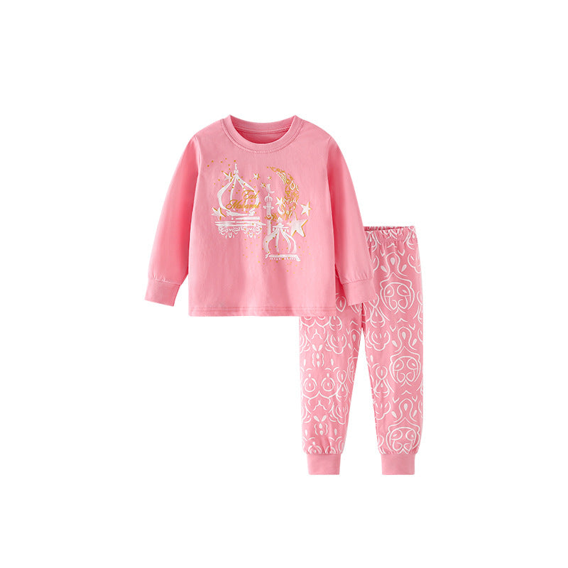 Spring and Autumn Girls Stars Pattern Long Sleeves Top and Pants Clothing Set, MyKids-USA®, Baby & Toddler Outfits, MyKids-USA - Size/Age - 110 (3-5Y) - Color - Pink -  -  - TR2509172241-A.