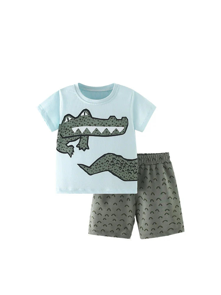 Summer Baby Kids Cartoon Crocodiles Pattern T-shirt and Shorts Casual Clothing Set for Boys, MyKids-USA®, Baby & Toddler Outfits, MyKids-USA -  -  -  -  -  -  - .